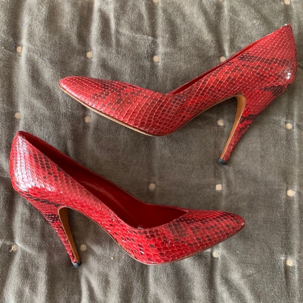 Red Snakeskin Pumps - Vintage Gino Morganti